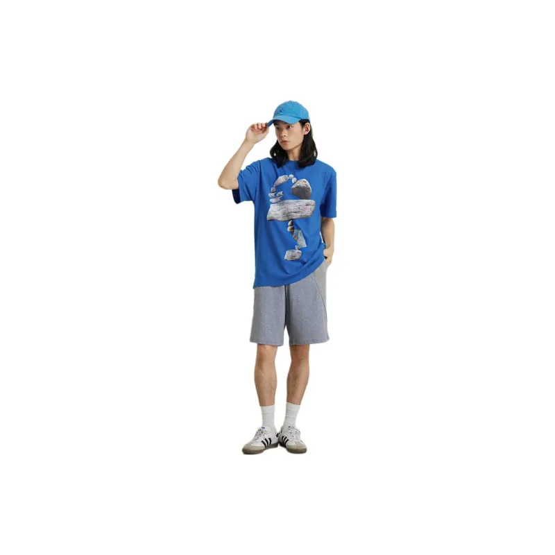 Crying Center Drop Shoulder Sleeve T Shirt Unisex Blue-1