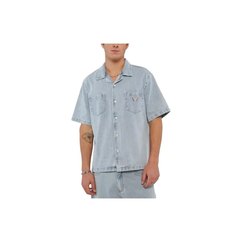 GUESS Shirts Men Light Blue-2