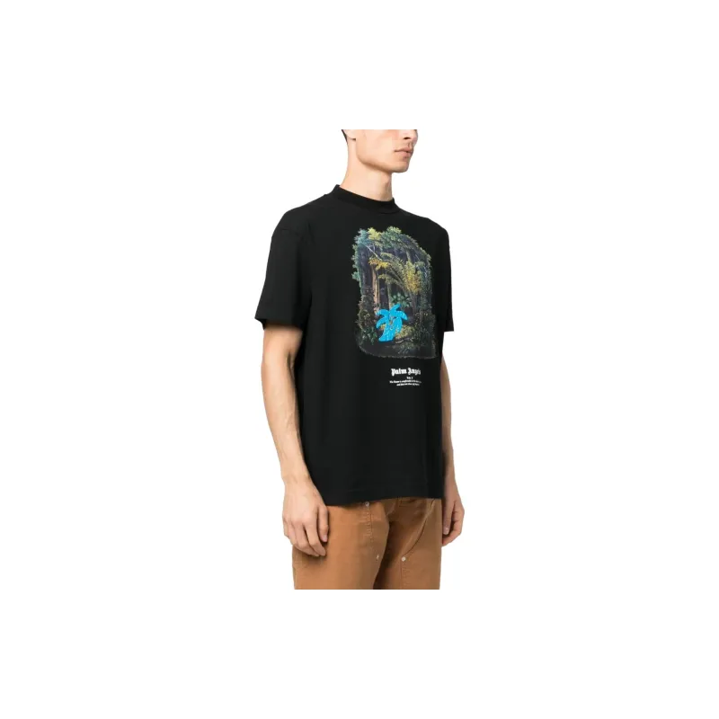 PALM ANGELS Jungle print Organic Cotton T shirt-4