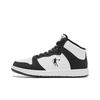 QIAODAN Coverage Height Increasing Lightweight Breathable High Top Skateboard Shoes Women's White Black