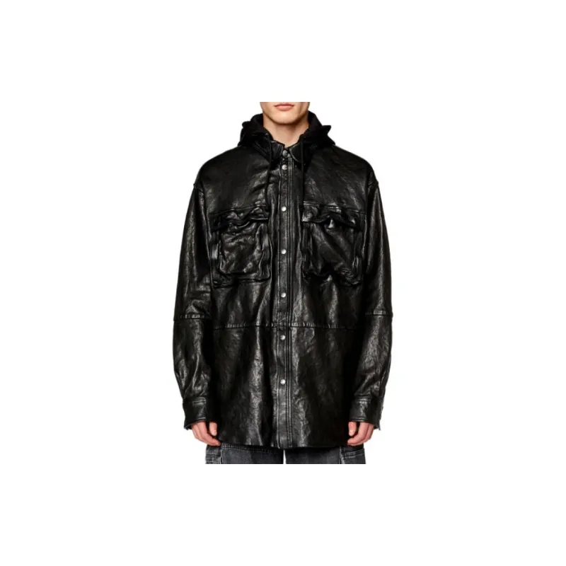 DIESEL Leather Jacket Men's Black-2