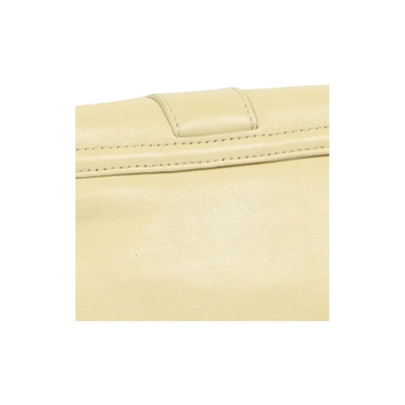 PINKO Cow Leather Crescent Bag Handbag Shoulder Bag Small Size Women's Beige-4