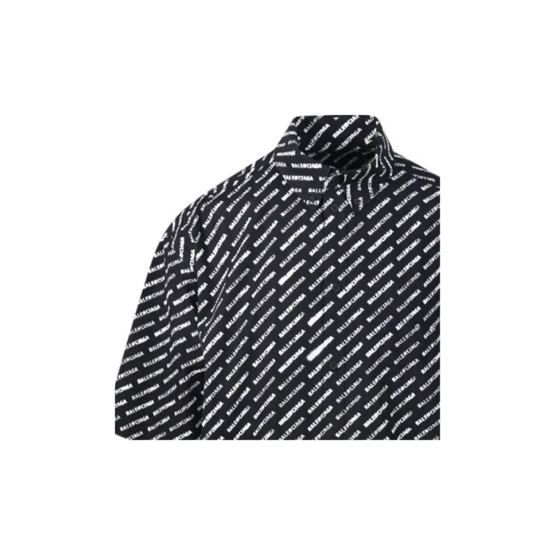 Balenciaga Allover Logo Printed Large Fit Shirt-8