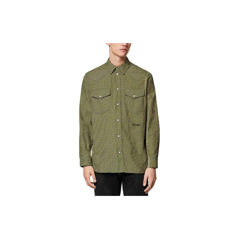 VERSACE Logo embroidered Checked Shirt-2