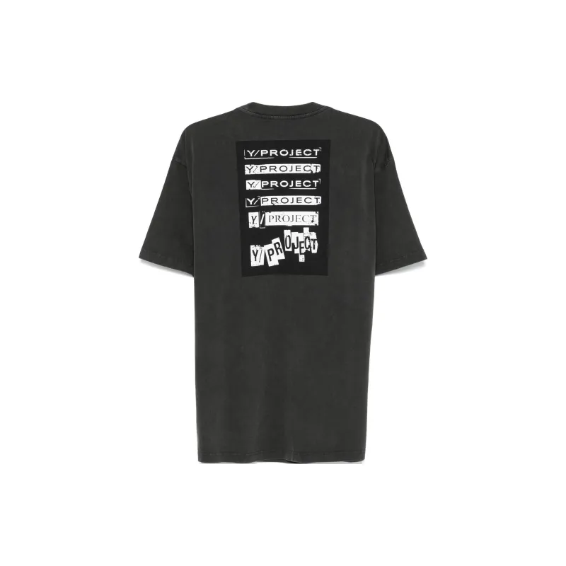 Y/Project Rock Band Print Pinched Logo T Shirt-1