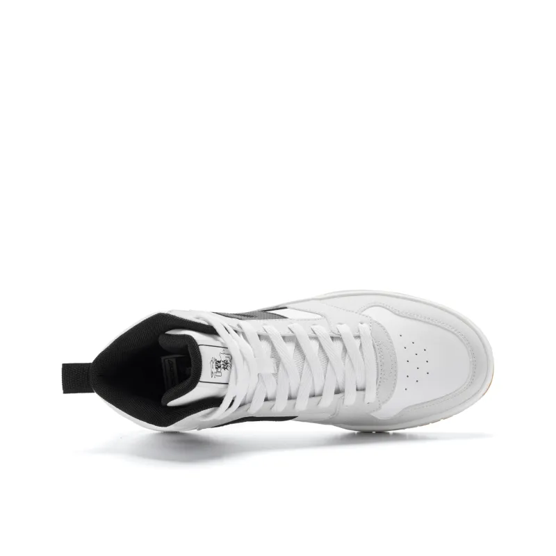 QIAODAN Height Increasing Wear Resistant Water Resistant Slip Resistant High Top Skateboard Shoes Men's White Gray-3