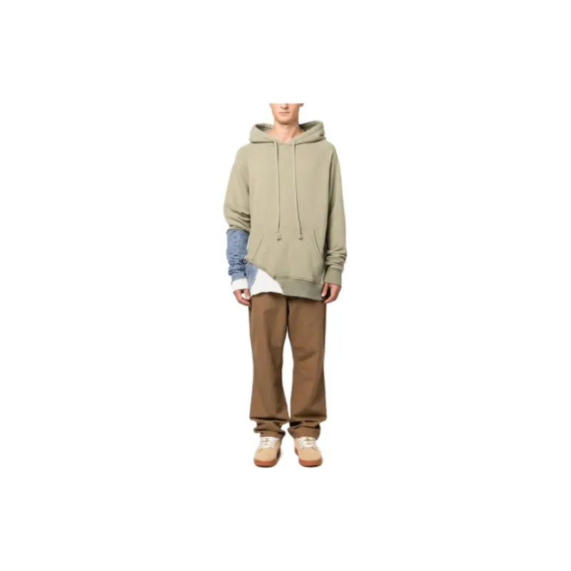 GREG LAUREN Layered Drawstring Jersey Hoodie-1