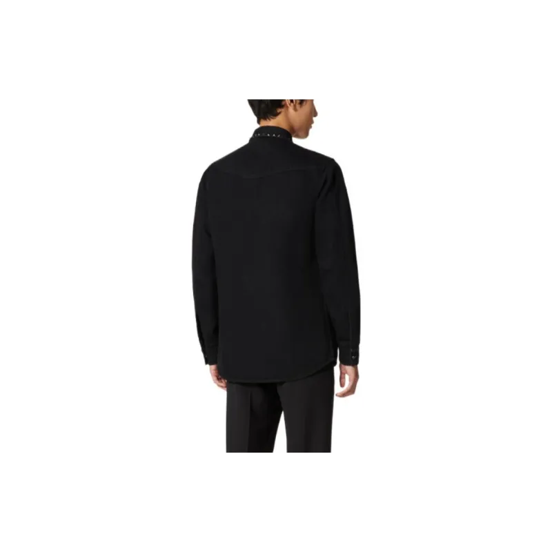Valentino Stud Embellished Long Sleeved Denim Shirt-1