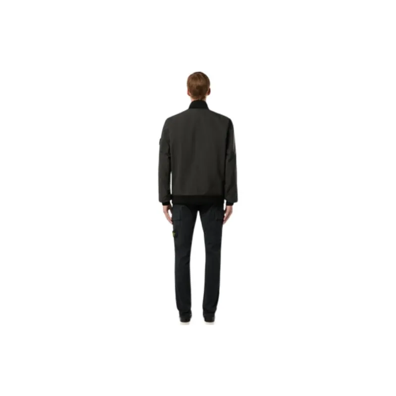 STONE ISLAND Logo Patch Zip Up Bomber Jacket-3