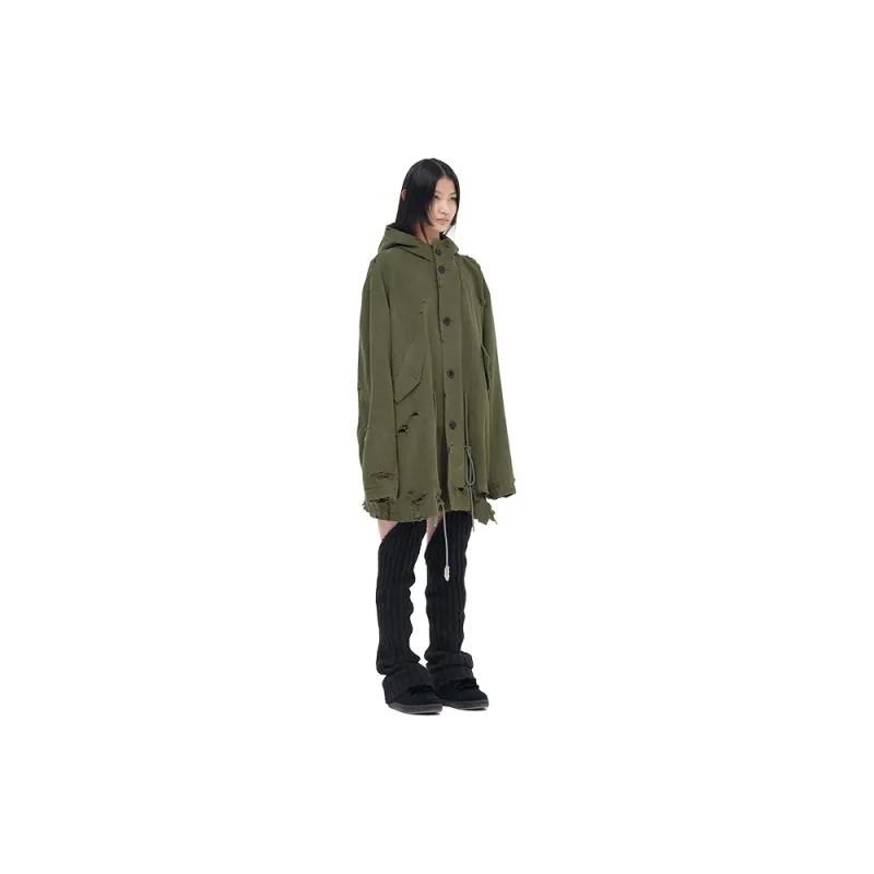 WE11DONE Parka Coats Unisex Khaki-3