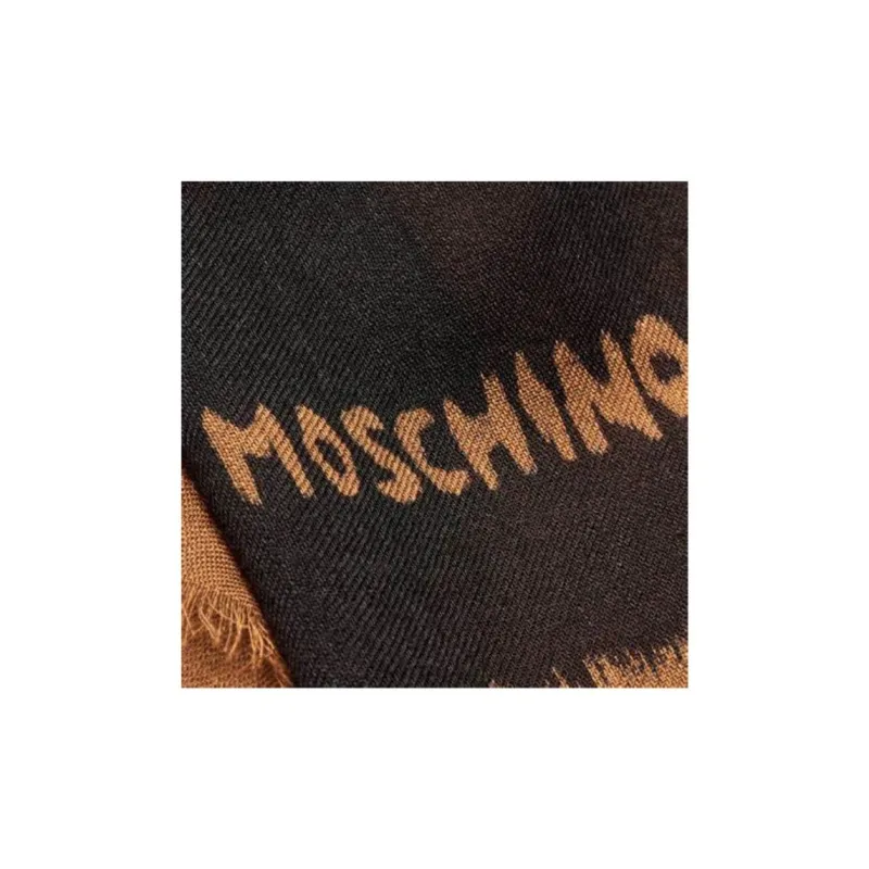 MOSCHINO Wool Knit Scarves Unisex Brown-2