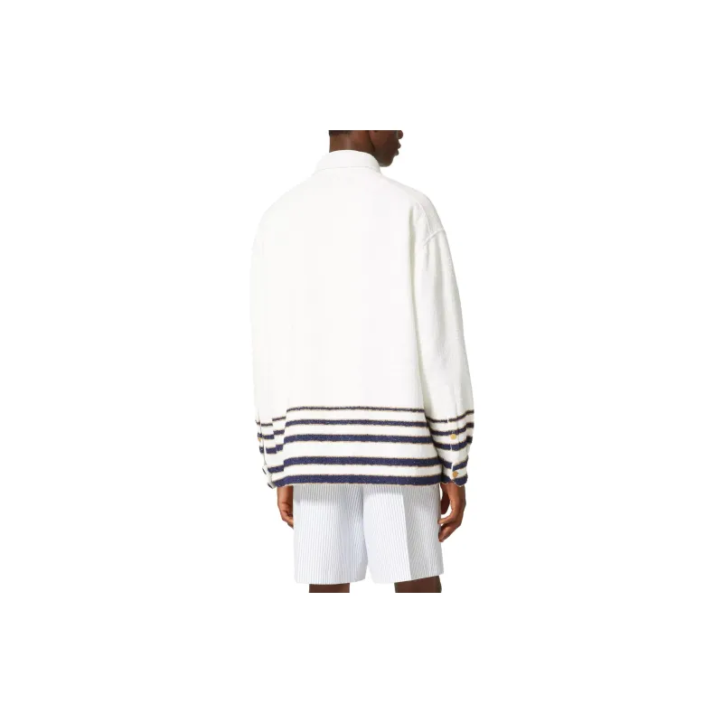 Valentino Viscose And Cotton Tweed Jacket With Signature Patch Jackets & Coats Men's White-2