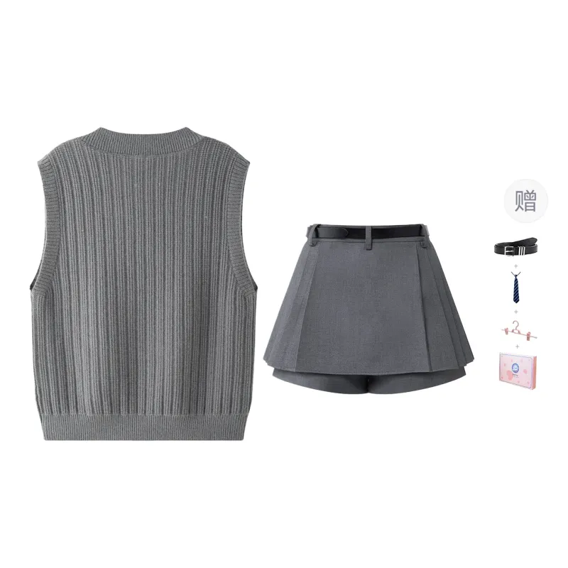 Tokyo Season Skirt Set Women's Gray-1