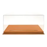 Brown Leather Base Ambient Light Integrated Top Cover Display Case (Model Cars Not Included)