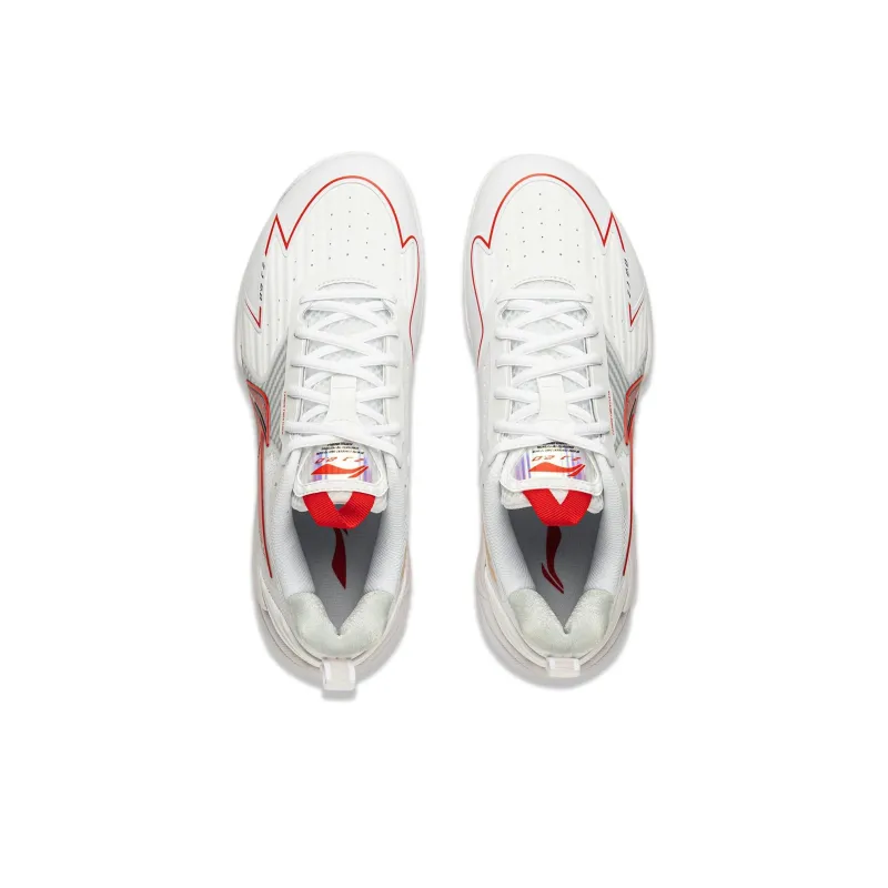 LiNing Anti Slip And Wear Resistant Breathable Low Top Badminton Shoes Unisex White Red-3
