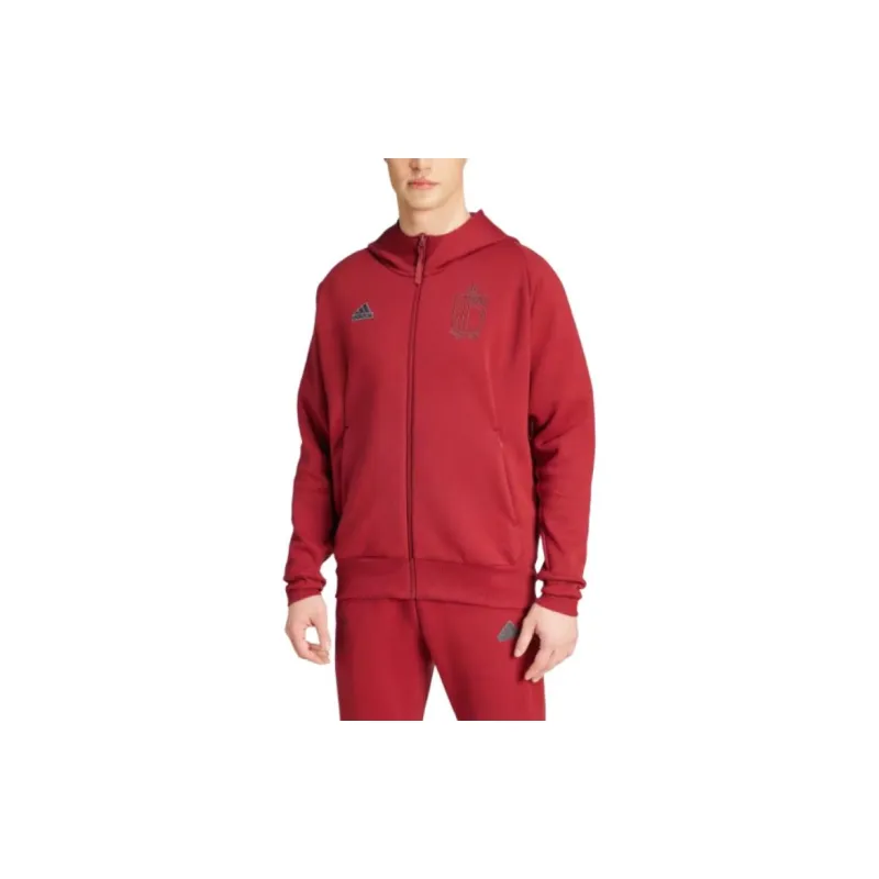 Adidas BELGIUM TRAVEL FULL-ZIP HOODIE Soccer Jerseys Men's Burgundy-4