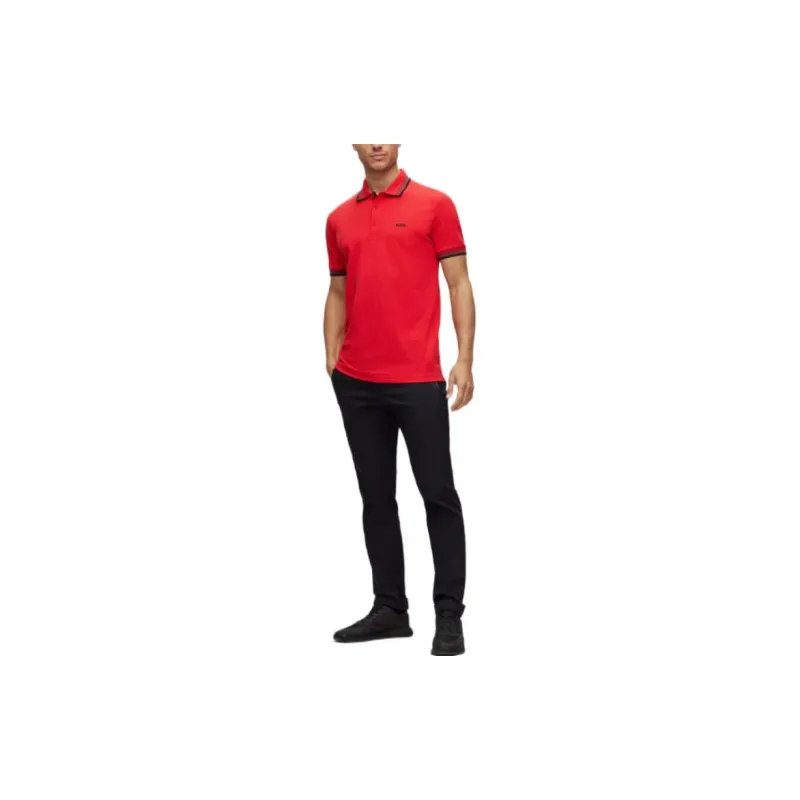 HUGO BOSS Men's Paddy Pique Polo Shirt Red-3