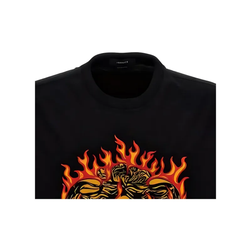 VERSACE Medusa Flame Print Embroidered Logo T Shirt-5