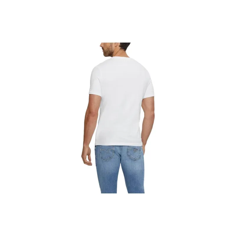GUESS Crewneck Signature Tee T-Shirt Men's White-2