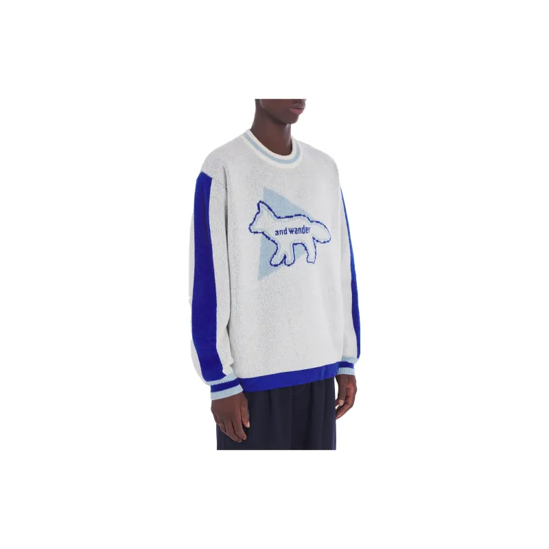Maison Kitsune x And Wander Sweatshirt Unisex White-4