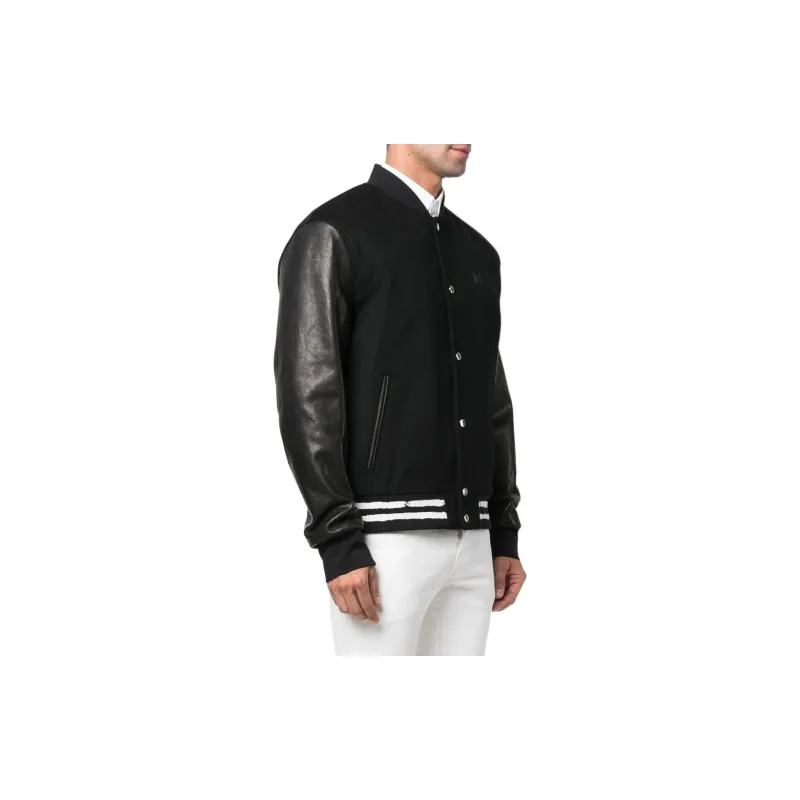 Alexander McQueen Logo Printed Buttoned Bomber Jacket-3