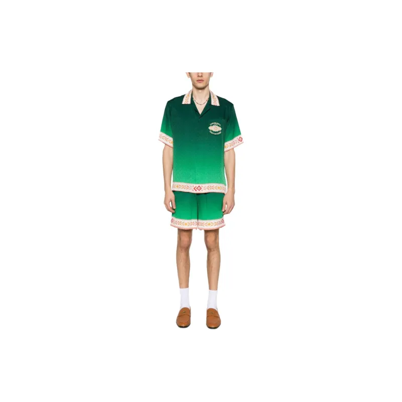 CASABLANCA Cuban Collar Short Sleeve Shirt-2