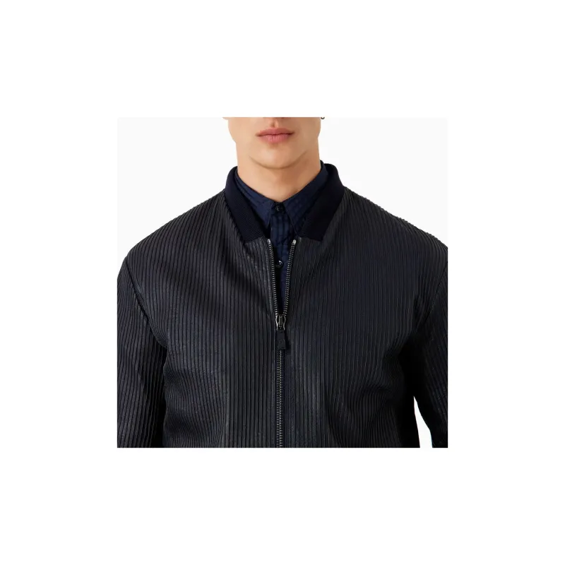 GIORGIO ARMANI Leather Jacket Men's Black-4