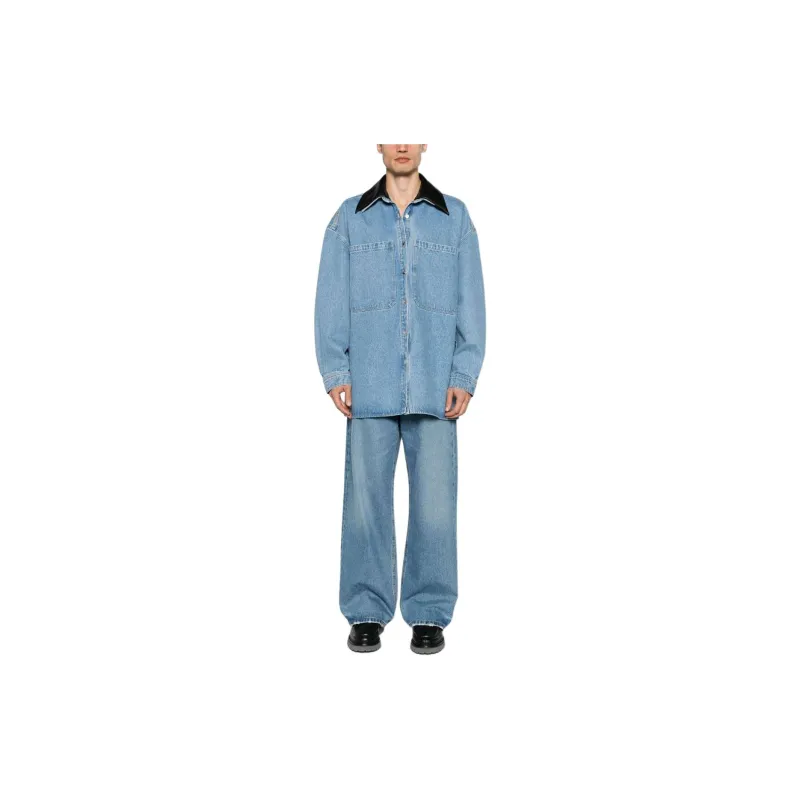 NANUSHKA Contrasting collar Denim Shirt Jacket-1