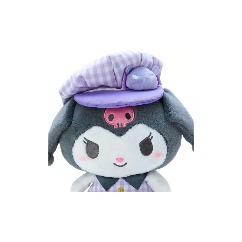Sanrio Kuromi M Size Multicolor Plaid Newsboy Cap Dolls Plush Doll 31cm High-2