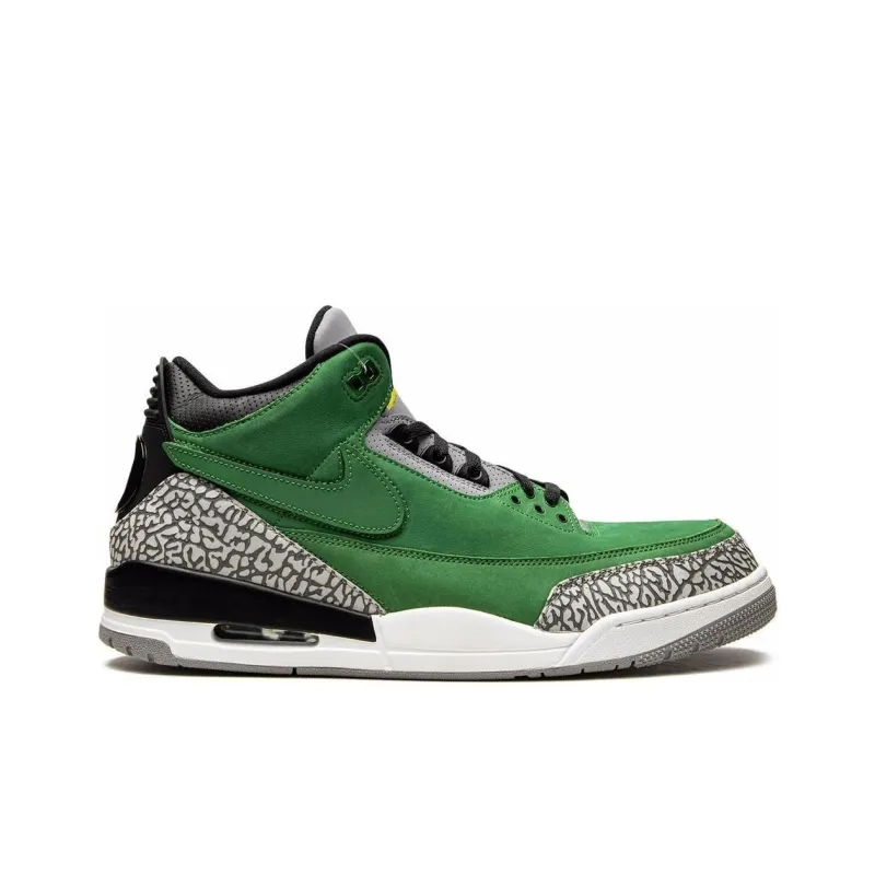 Jordan Air Jordan 3 Slip-Resistant Mid-Top Vintage Basketball Shoes Unisex Apple Green-1