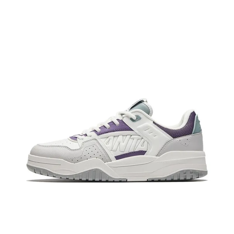 Anta Slam Lightweight Height Increasing Low Top Skateboard Shoes Women's White Gray Purple-0