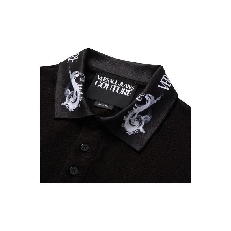 VERSACE JEANS COUTURE Barocco Trim Short Sleeved Polo Shirt-4