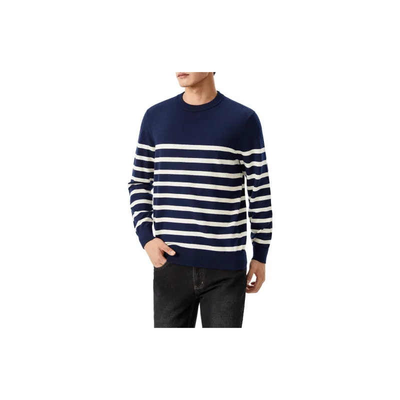 H YXIANG Sweater Men's Navy Blue-3