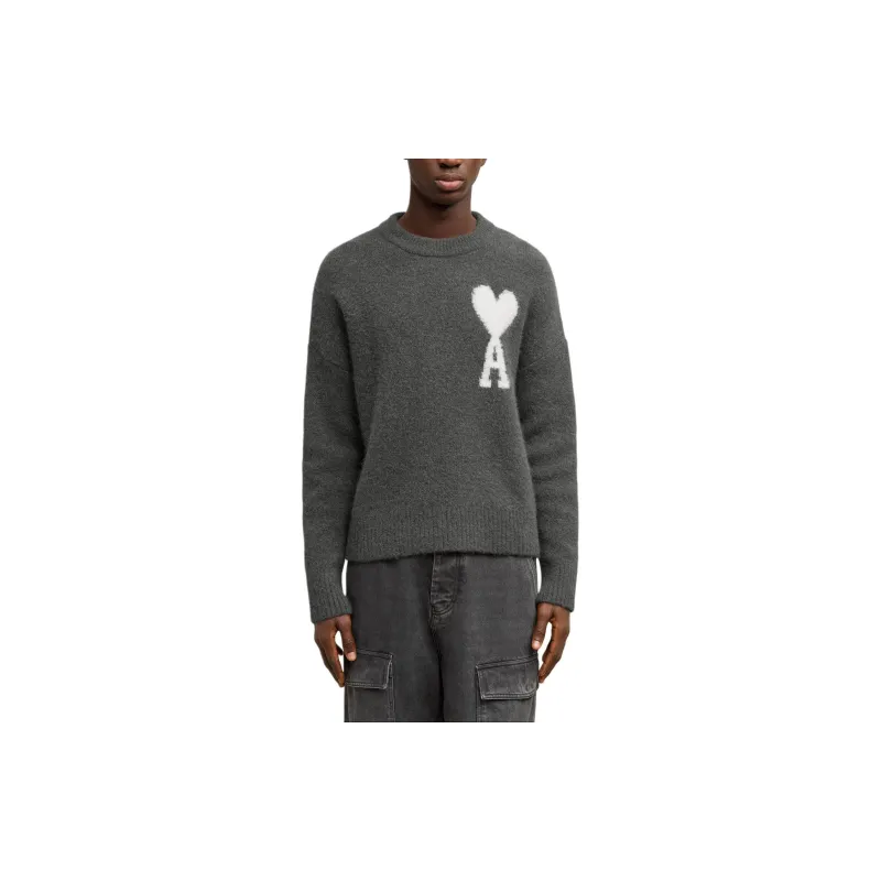 Ami Paris Ami De Coeur Logo Intarsia Knit Jumper-3