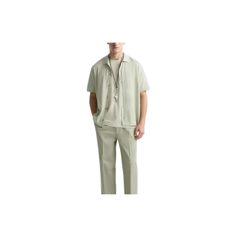 ZARA Shirts Men Light Green-2