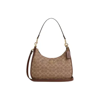 COACH Teri Coated Canvas Crossbody Bag Shoulder Bag Large Size Women's Tan