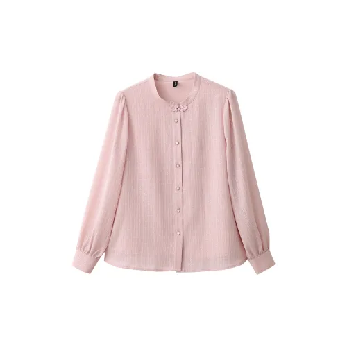 VIMLY Chiffon Shirts Women's Pink