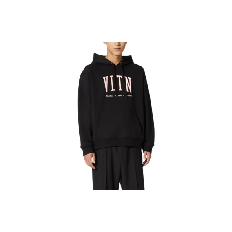 Valentino VLTN Logo Printed Drawstring Hoodie-1