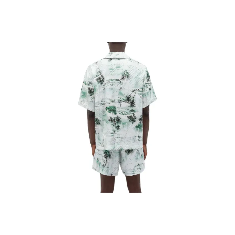 AMIRI Hawaiian Print Bowling Shirt Shirt Men's Green-3