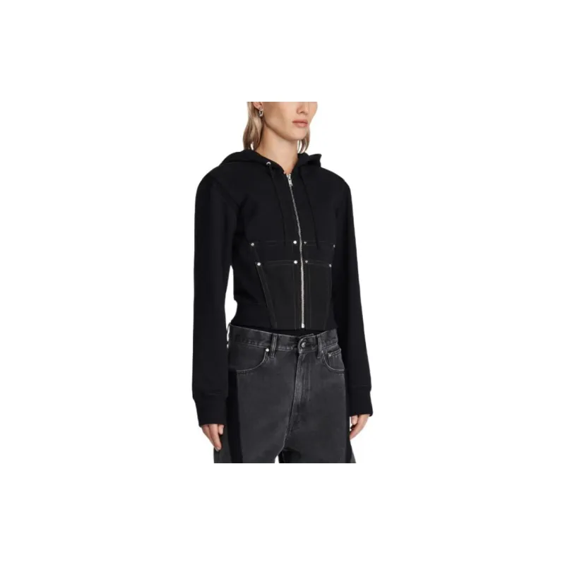 DION LEE SS24 WORKWEAR CORSET HOODIE Sweatshirt Unisex Black-3