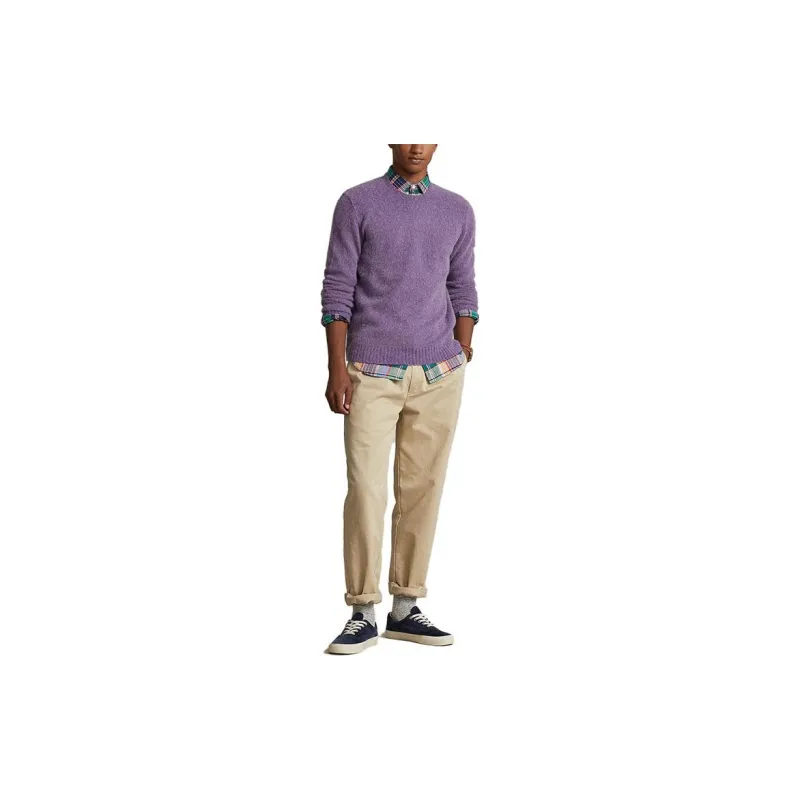 Polo Ralph Lauren FW23 Crew Neck Fitted Long Sleeved Sweater Men's Purple-2