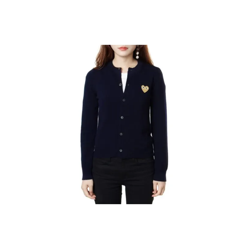 CDG Play Sweaters Women's Navy Blue-1