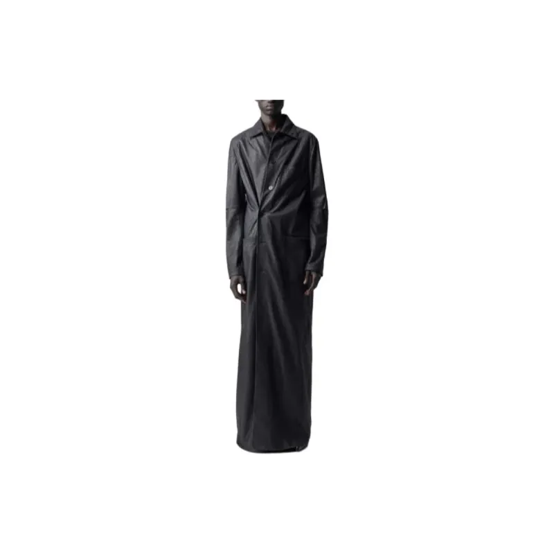 Ann Demeulemeester Peet X-Long Deconstructed Coat Leather Jacket Men's Black-3