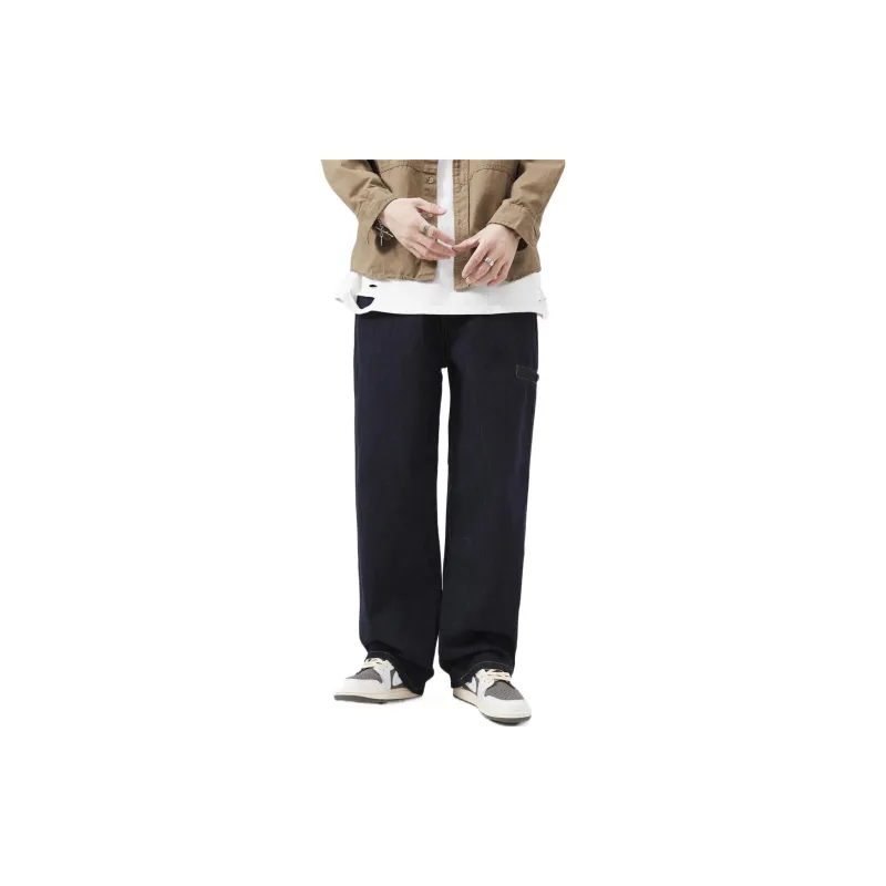 FAIRWHALE Straight Jeans Spring And Summer Men's Dark Blue-2