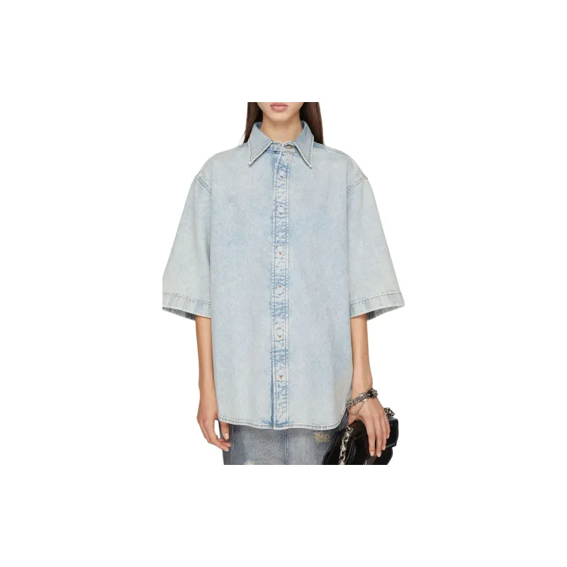 Acne Studios Buttoned Short Sleeved Denim Shirt-1
