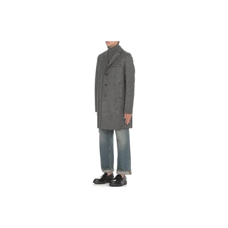 HARRIS WHARF LONDON Herringbone Single breasted Coat-3