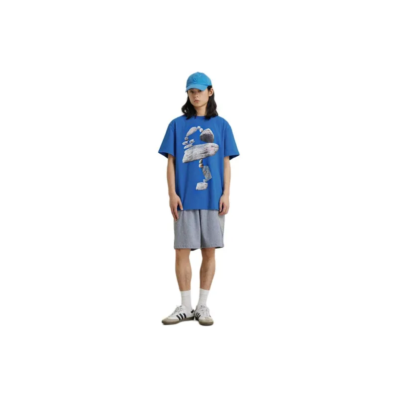 Crying Center Drop Shoulder Sleeve T Shirt Unisex Blue-3