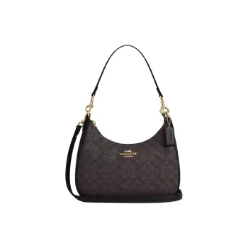COACH Teri Coated Canvas Crossbody Bag Shoulder Bag Large Size Women's Black