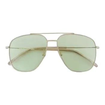 BONNIECLYDE Metal Aviator Sunglasses Unisex Gold/Tea Green