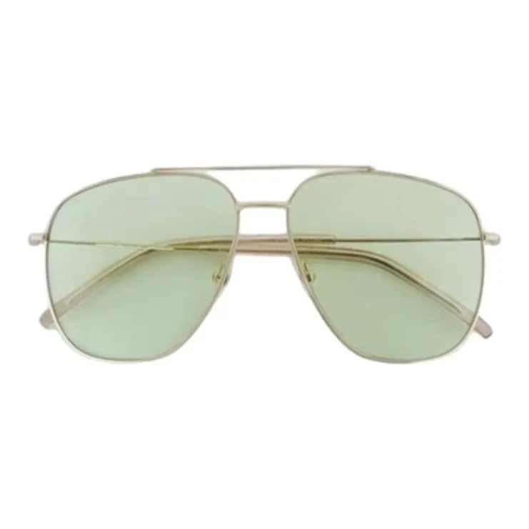 BONNIECLYDE Metal Aviator Sunglasses Unisex Gold/Tea Green-0